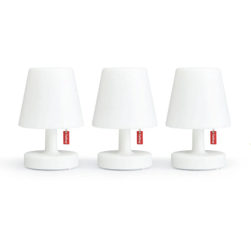 Fatboy Edison the Mini Table Lamp, Pack of 3 | Rechargeable | Wireless | Magnetic snap connector for easy charging | Warm white LED lamps to enhance the mood/atmosphere | IP44 splashproof | Ø 9.7 x 15 cm - White - Image 1